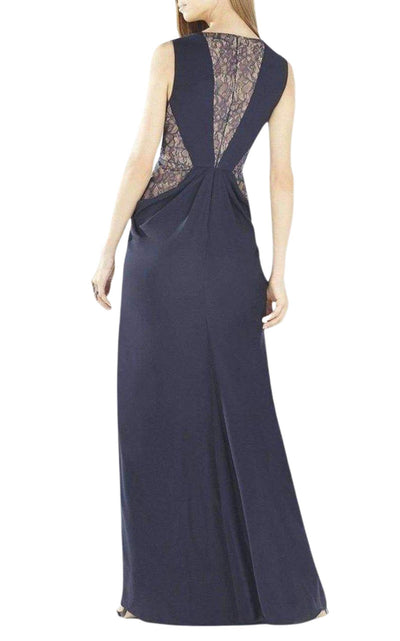 Kamara Deep-V Lace Draped Gown BCBGMAXAZRIA