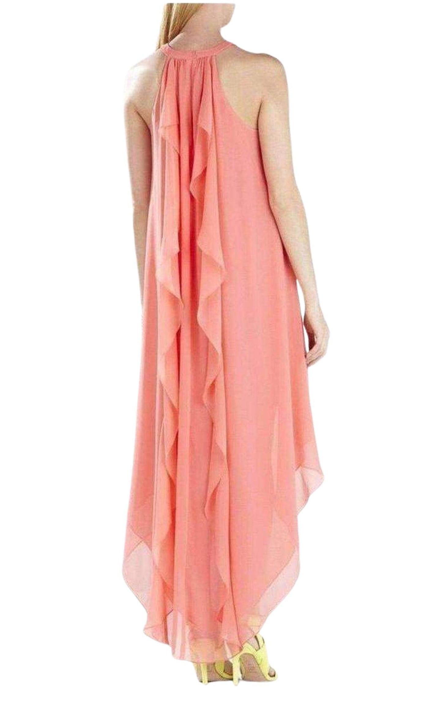 Kelsia Cascade Ruffle Halter Dress IQI66D43-6R3 BCBGMAXAZRIA