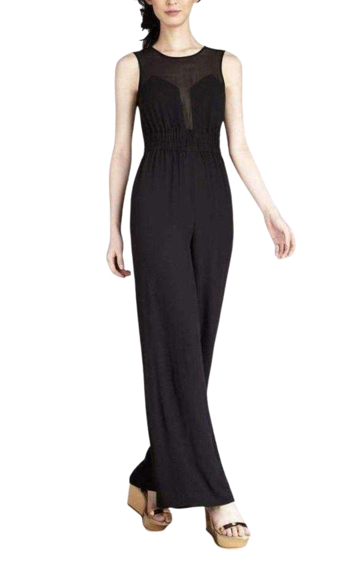 Kiara Black Silk Sleeveless Jumpsuit BCBGMAXAZRIA