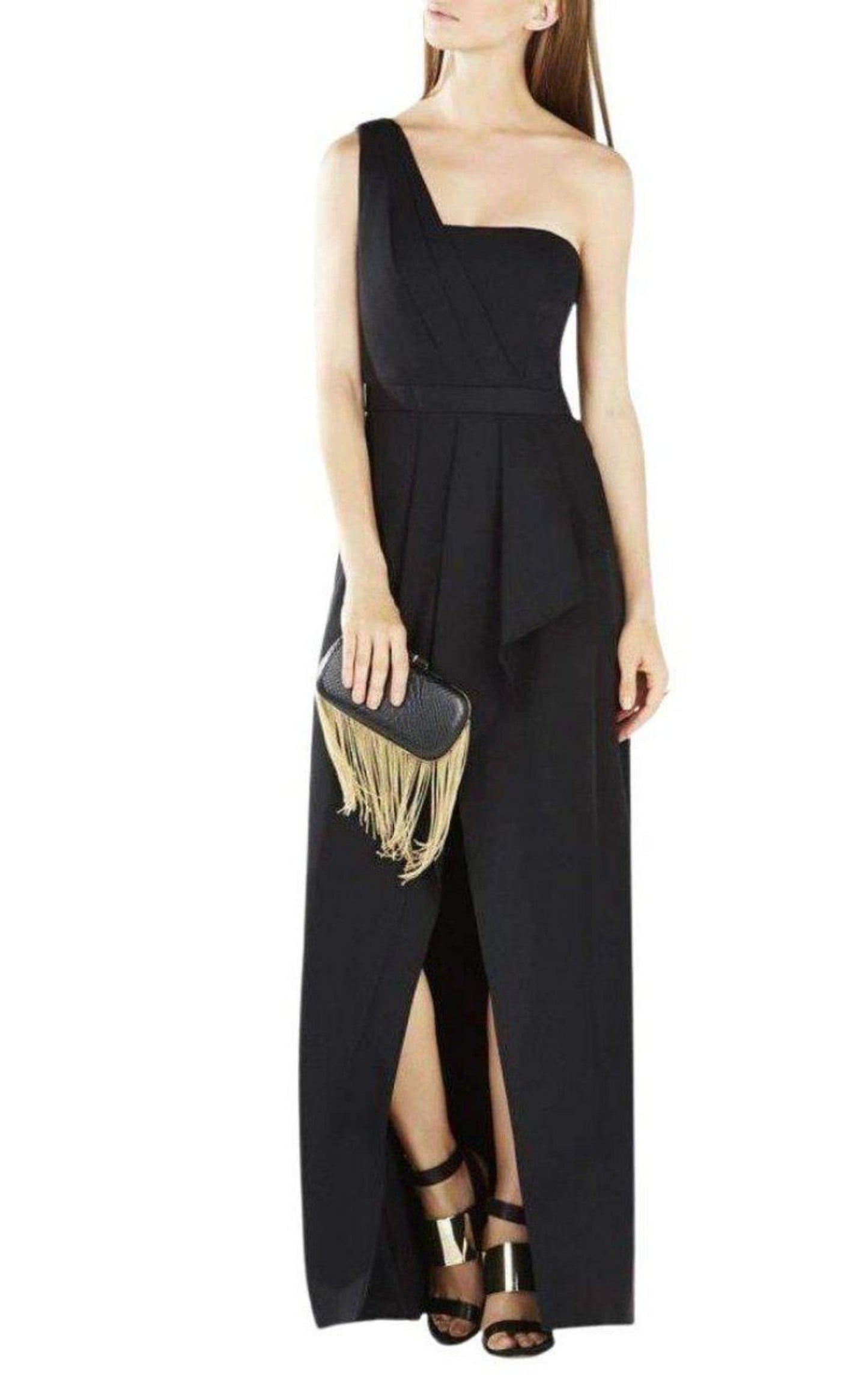 Kristine One-Shoulder Peplum Gown BCBGMAXAZRIA