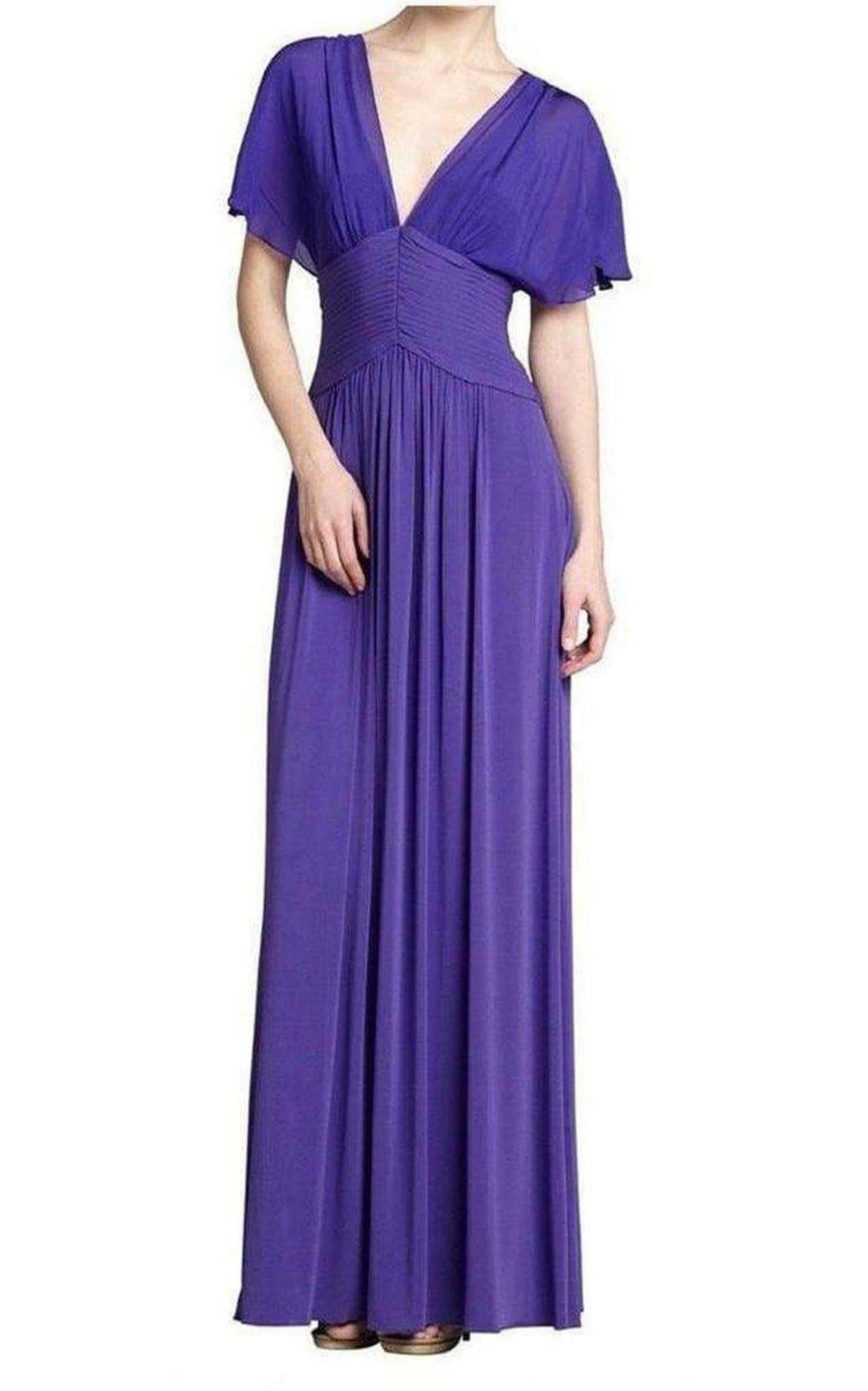 BCBGMAXAZRIA Liz Purple Lace Back Formal Gown