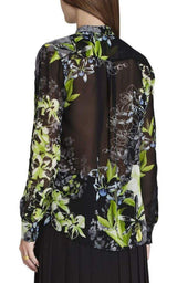 Loora Printed Long-Sleeve Silk Blouse BCBGMAXAZRIA