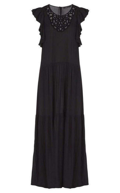 Lyndsy Flutter Sleeve Cutout Embroidered Maxi Dress BCBGMAXAZRIA