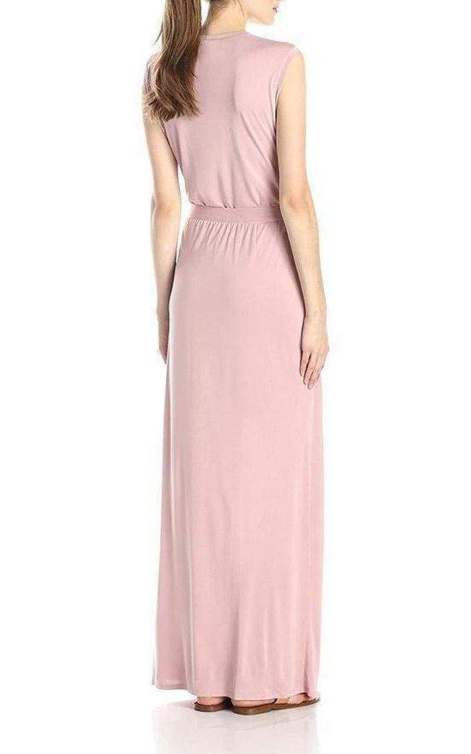 Pink Mylie Front Slit Long Dress BCBGMAXAZRIA