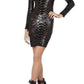 Sabryna Long Sleeve Python Sequin Dress BCBGMAXAZRIA