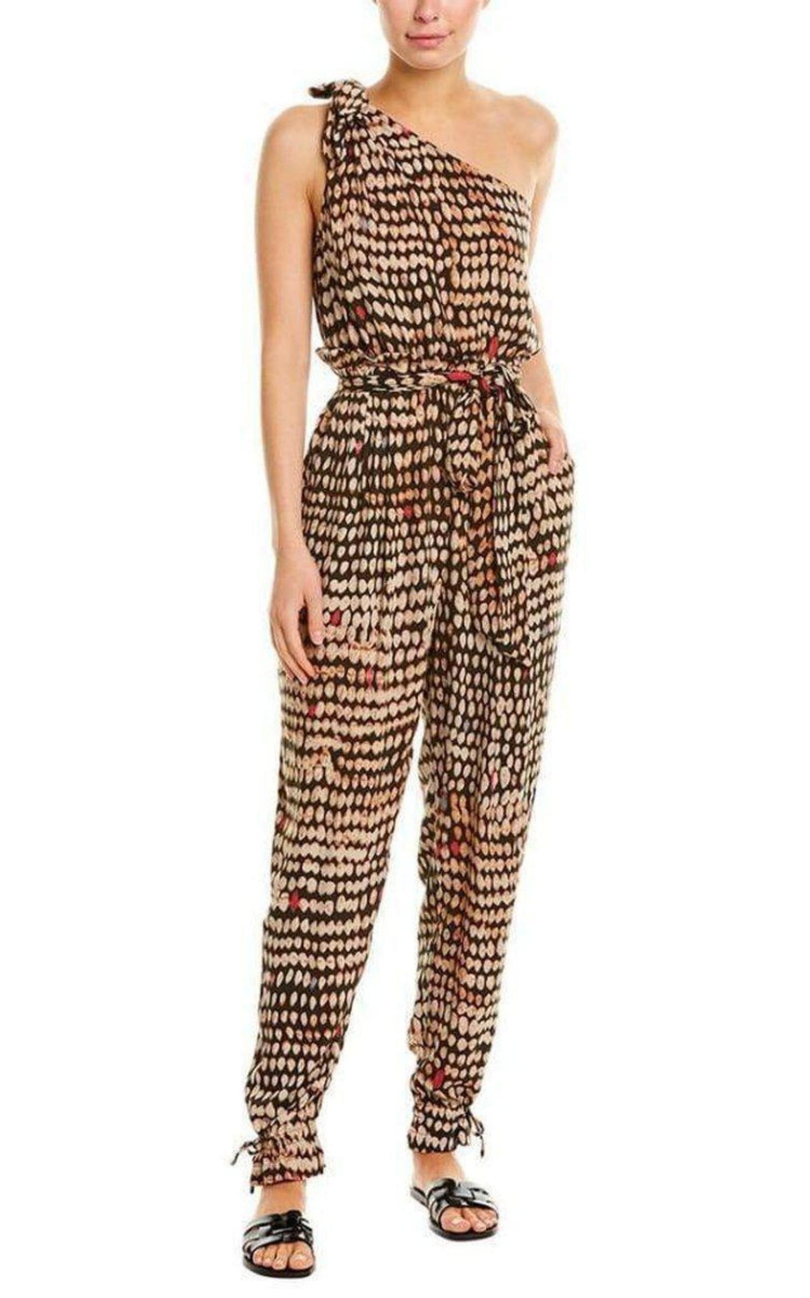 Sandy Dots One-Shoulder Jumpsuit BCBGMAXAZRIA