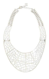 Silver Filigree Plate Necklace BCBGMAXAZRIA