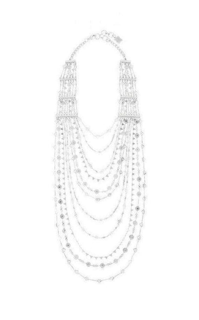 Silver Layered Novelty Chain Necklace BCBGMAXAZRIA