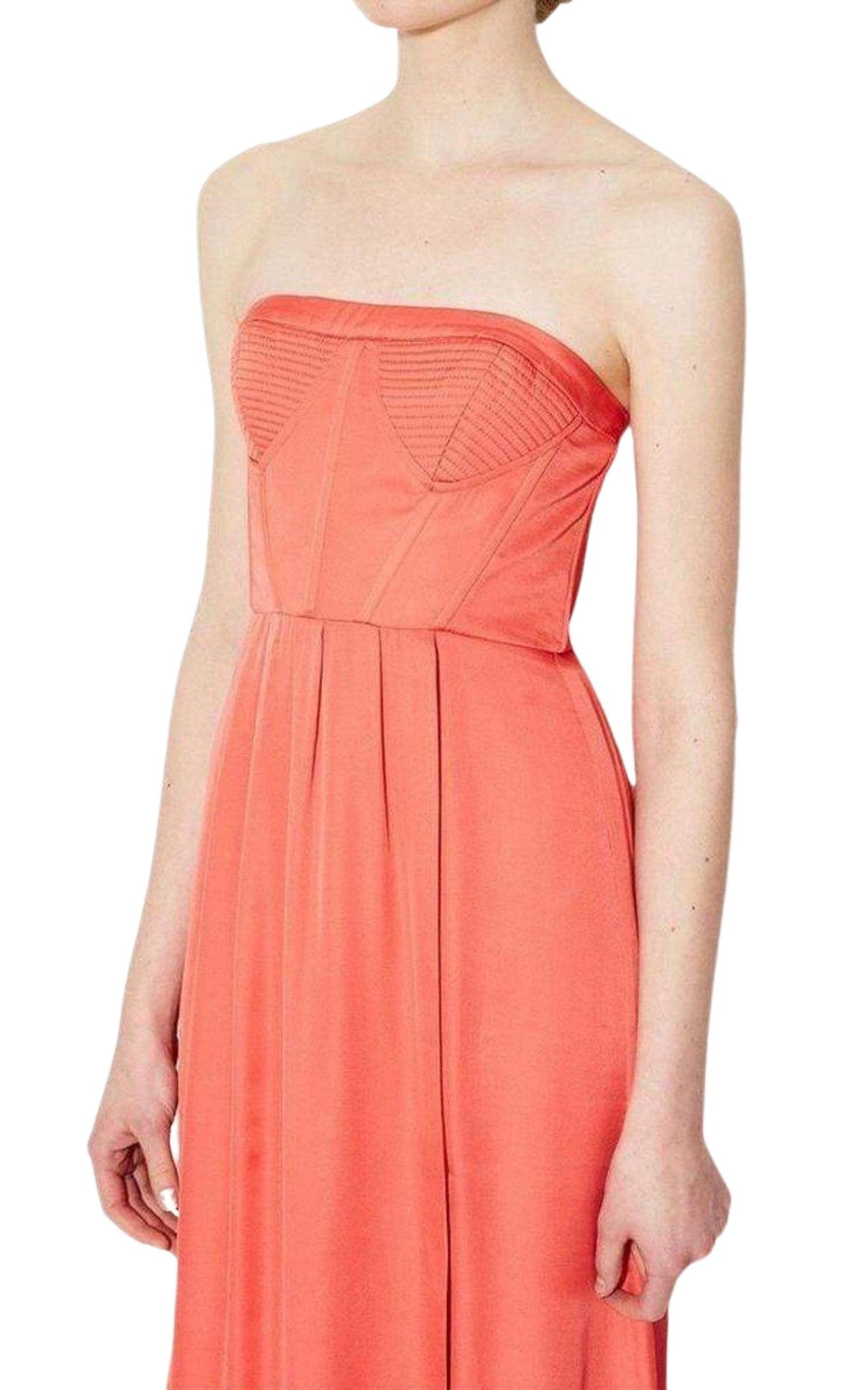 Strapless Fitted Bustier Slit Dress BCBGMAXAZRIA