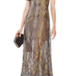 Taliah Metallic Geometric Lace Gown BCBGMAXAZRIA