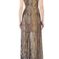 Taliah Metallic Geometric Lace Gown BCBGMAXAZRIA