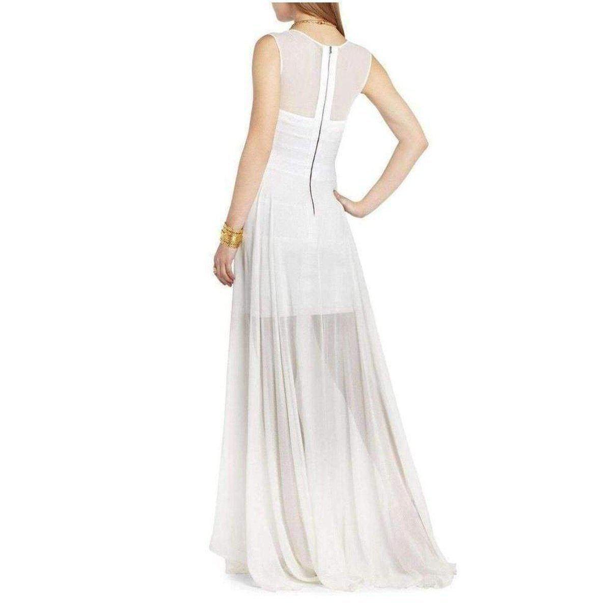 BCBGMAXAZRIA White Alai Full Length Evening Dress NPM6V687