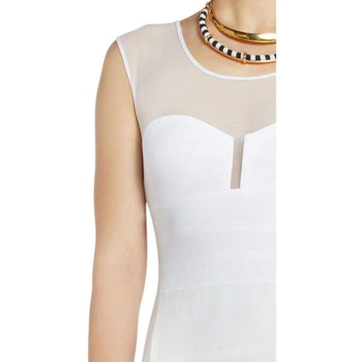 BCBGMAXAZRIA White Alai Full Length Evening Dress NPM6V687