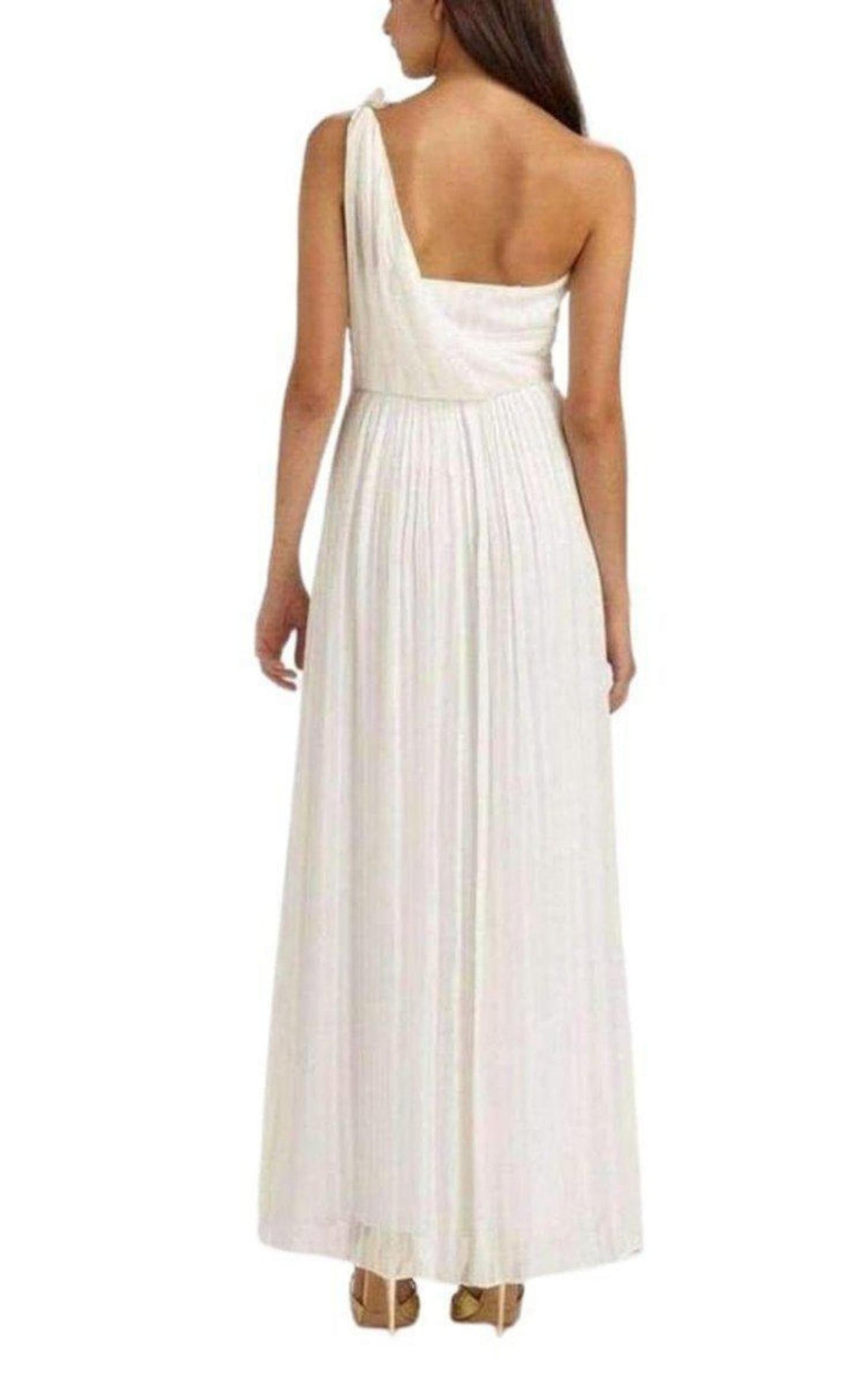 White One Shoulder Shadow Silk Dress BCBGMAXAZRIA