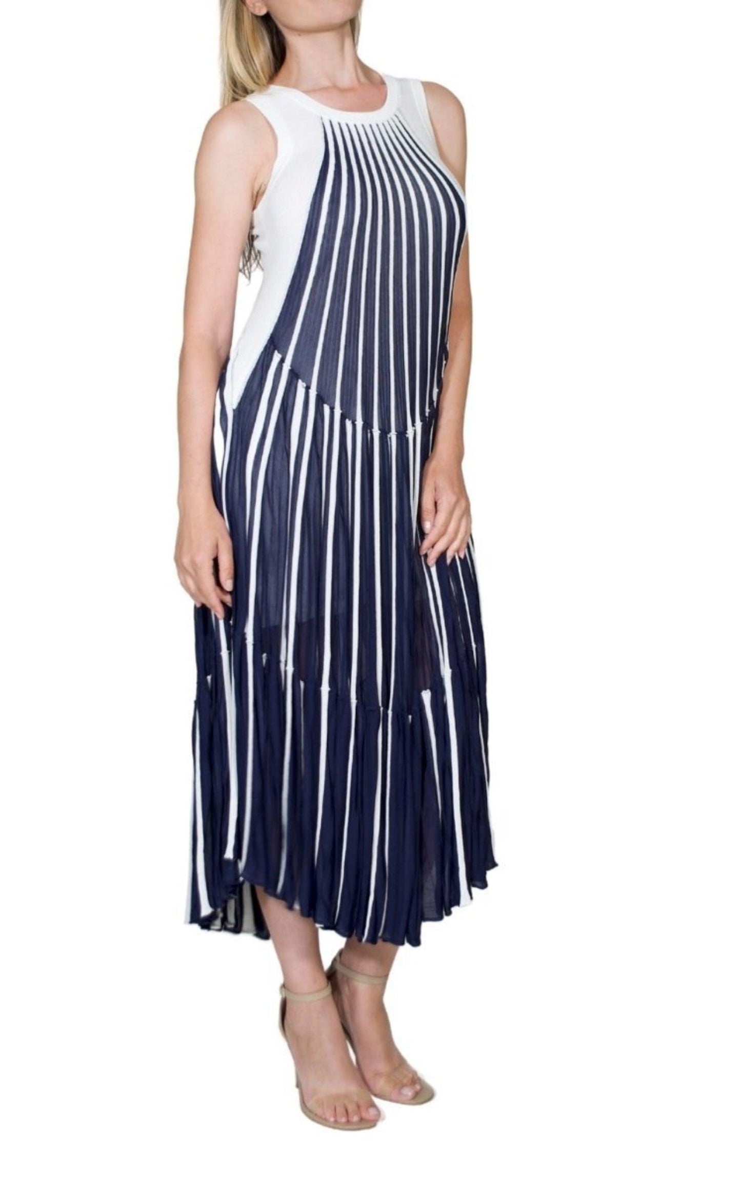 Vertical Stripe Midi Dress Chloe