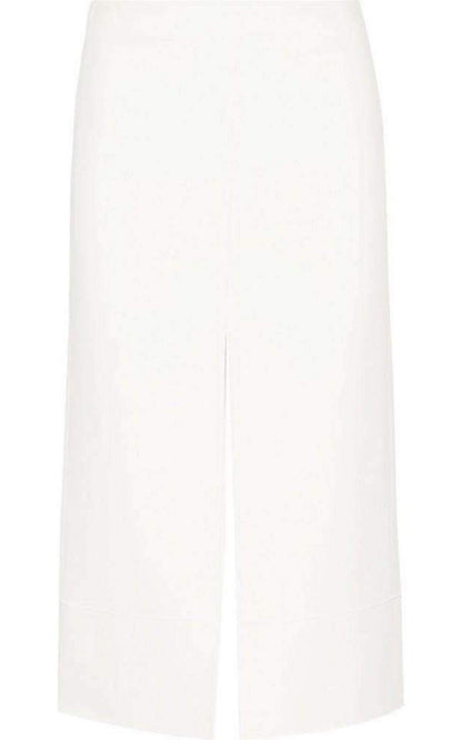 White Crepe Slit Knee Length Skirt Chloe