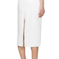 White Crepe Slit Knee Length Skirt Chloe