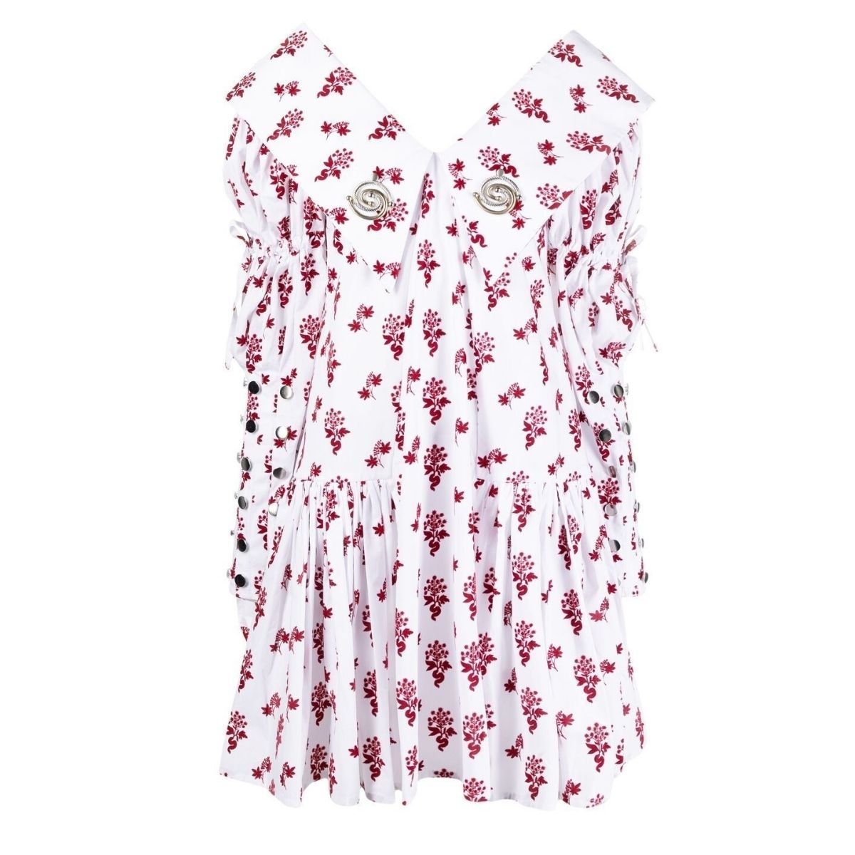 Chopova Lowena Flocked Floral Studded Mini Dress