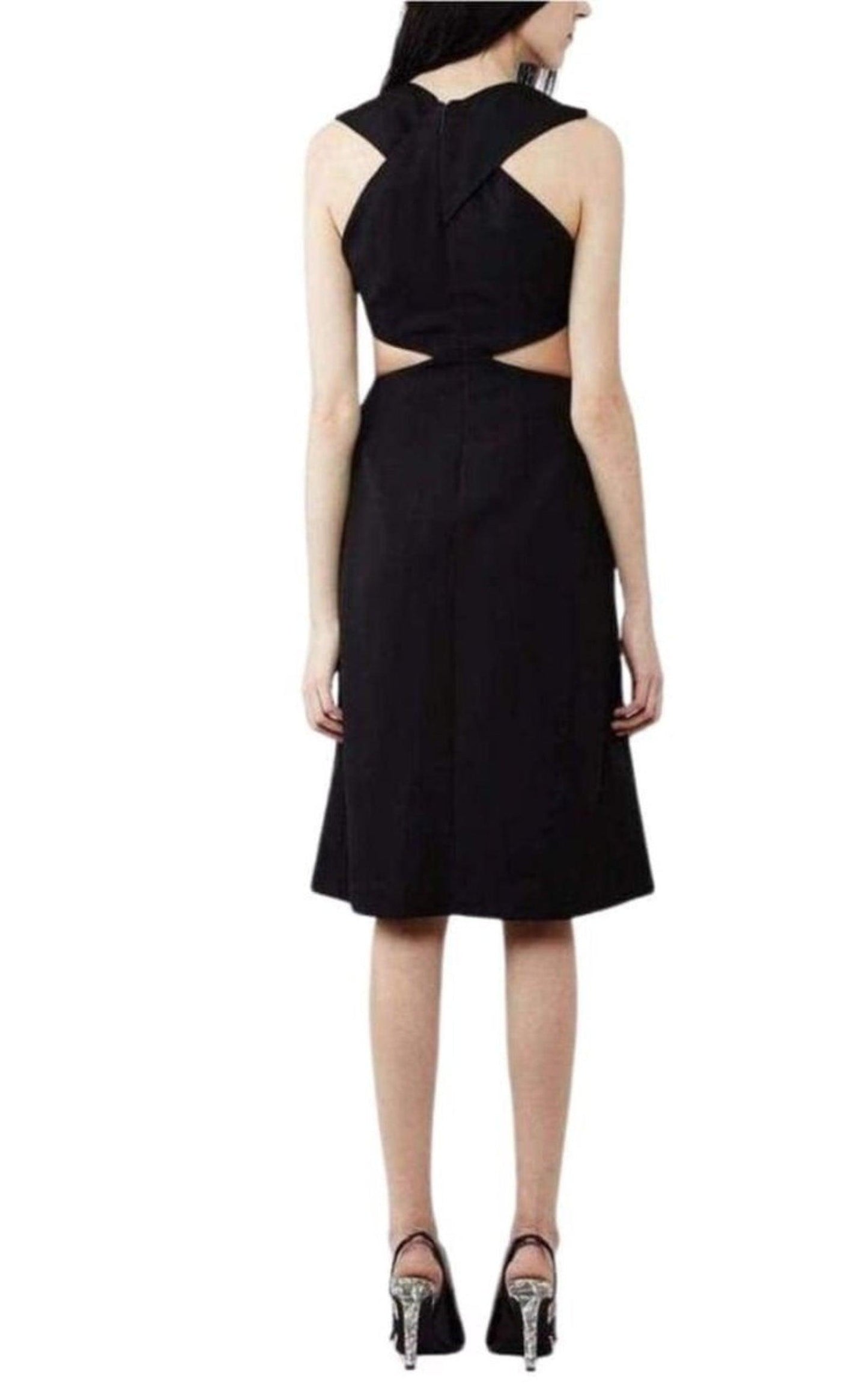 Black Daisy Cut-Away V-Neck Dress Christopher Kane