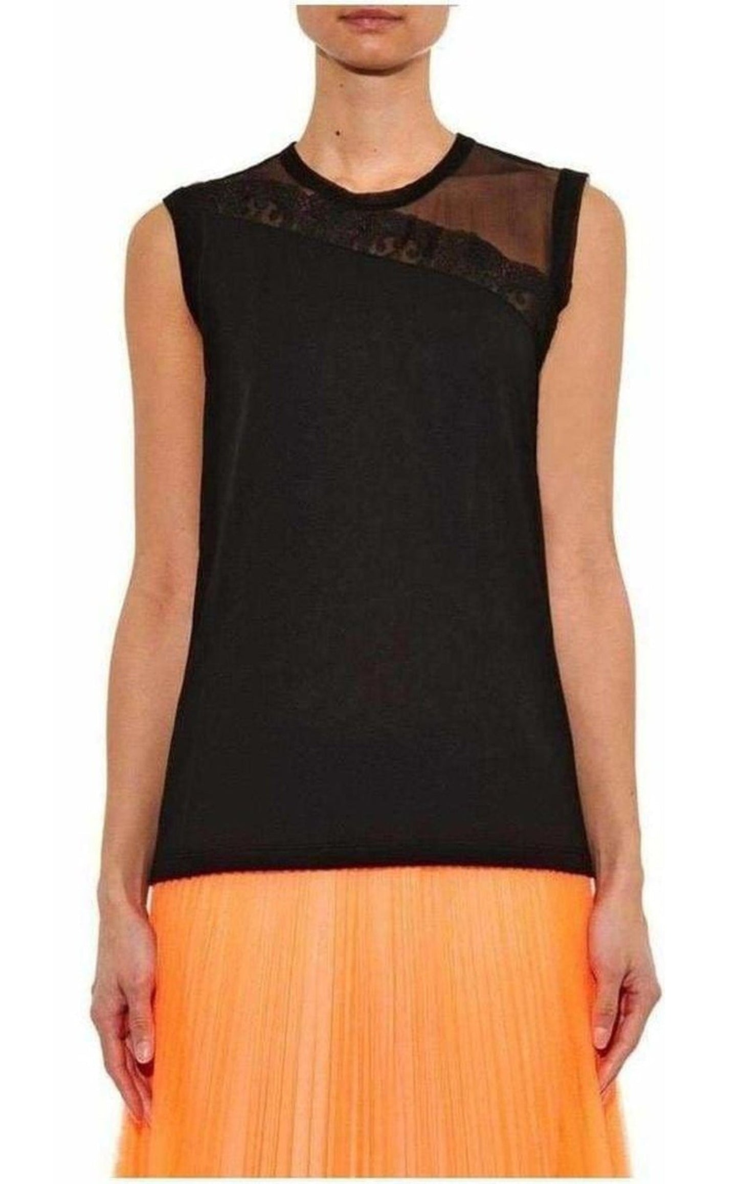 Christopher Kane Mesh and Lace Insert Black Top