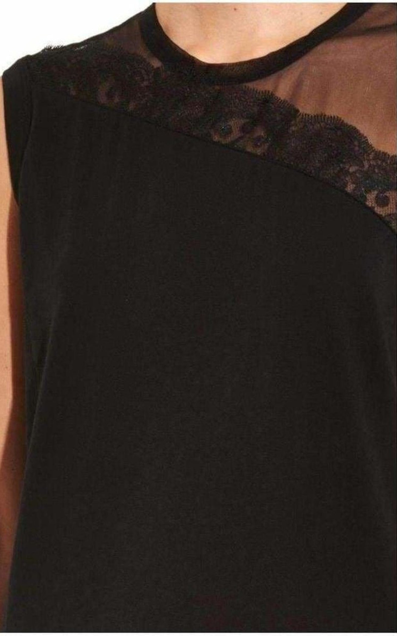 Christopher Kane Mesh and Lace Insert Black Top