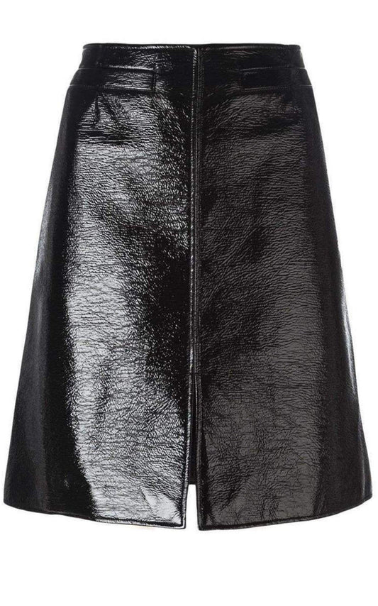 Black Vinyl A-Line Skirt Courreges