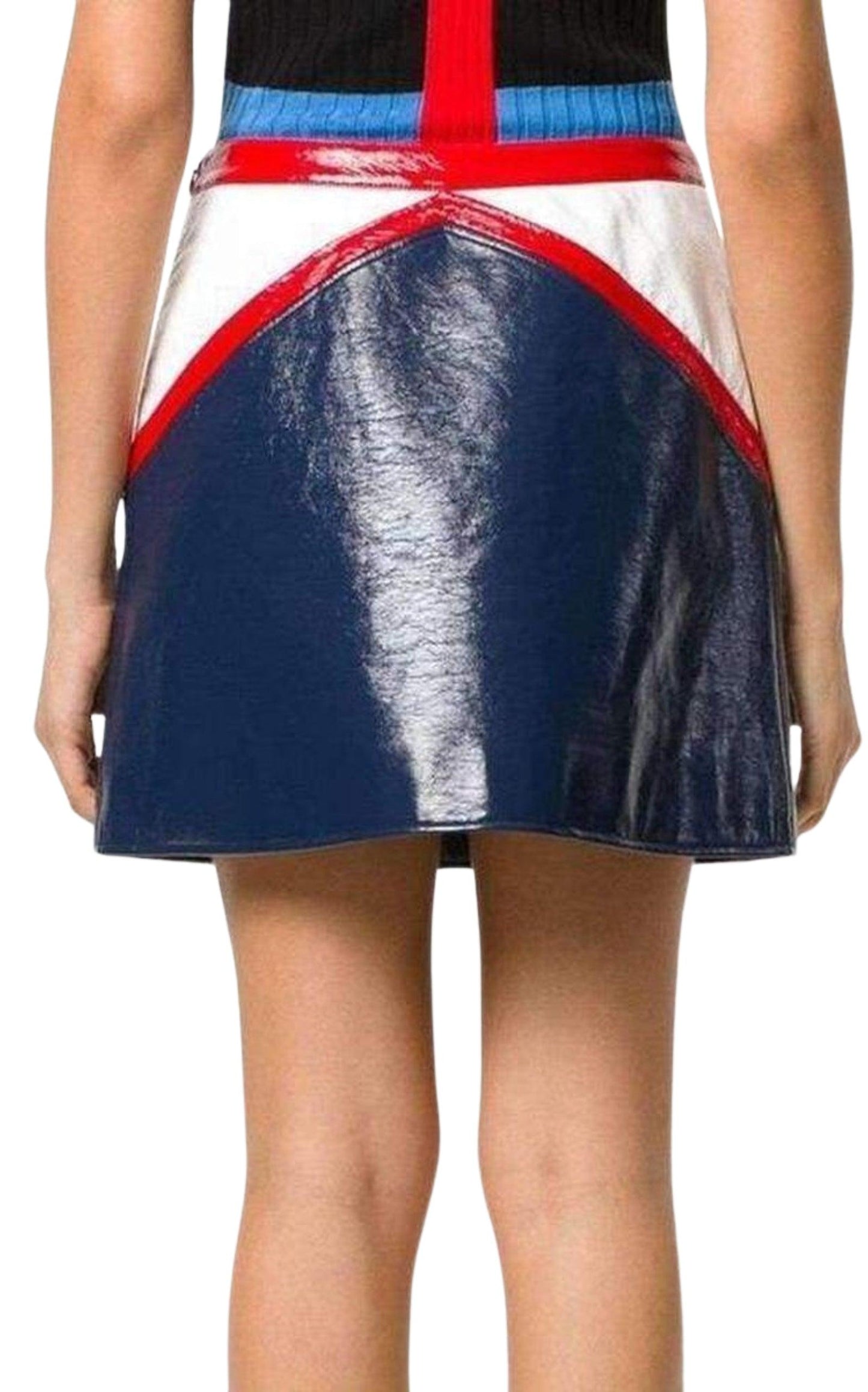 Blue and White Vinyl Mini Skirt Courreges