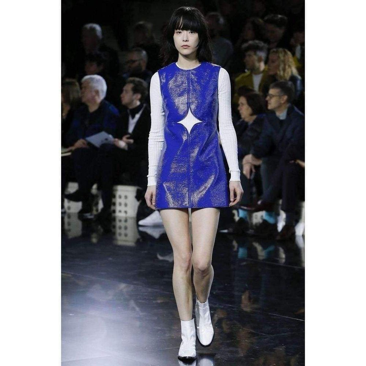 Courreges Blue Cobalt Cutout Vinyl Shift Dress