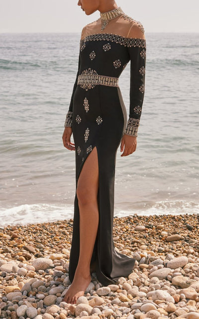 Black Beaded Silk Dress Cucculelli Shaheen