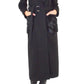 Black Classic Coat with Faux Fur Pockets Cult Moda