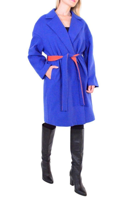 Blue Belted Wrap Trench Coat Cult Moda