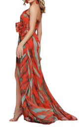 Dekolte Strapless Red Print Party Dress