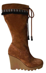 Jimson Suede Wedge Boots Diane Von Furstenberg