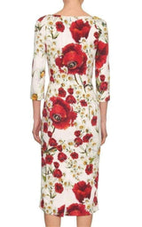 Daisy and Poppy Print Silk Blend Dress Dolce & Gabbana