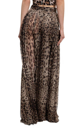 Leopard Print Wide Chiffon Pants Dolce & Gabbana