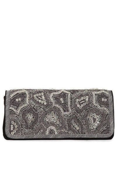 Black Nabuck Leather & Swarovski Crystal Clutch Dries Van Noten