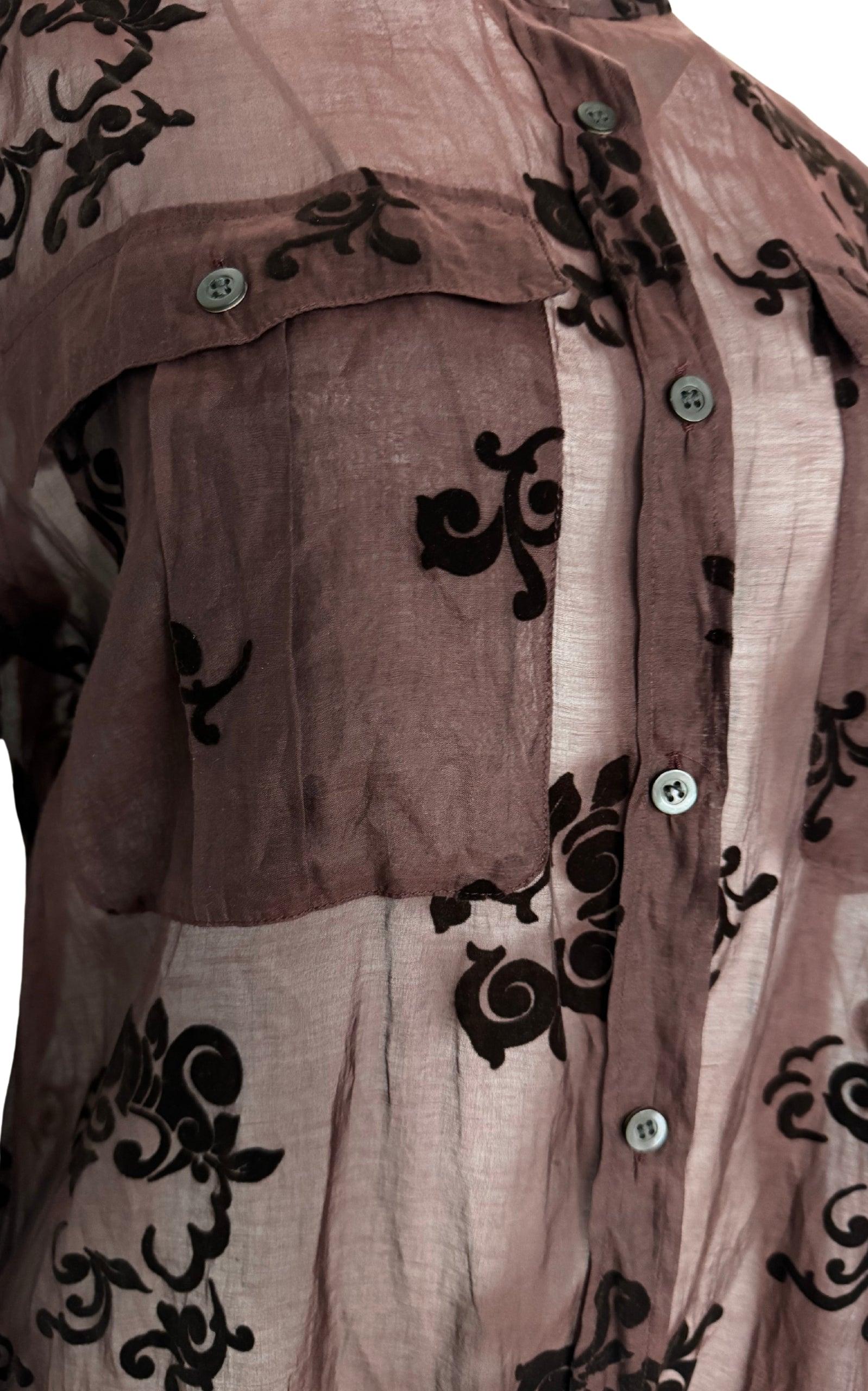 Dries Van Noten Burgundy Floral Silk Blend Shirt - Runway Catalog