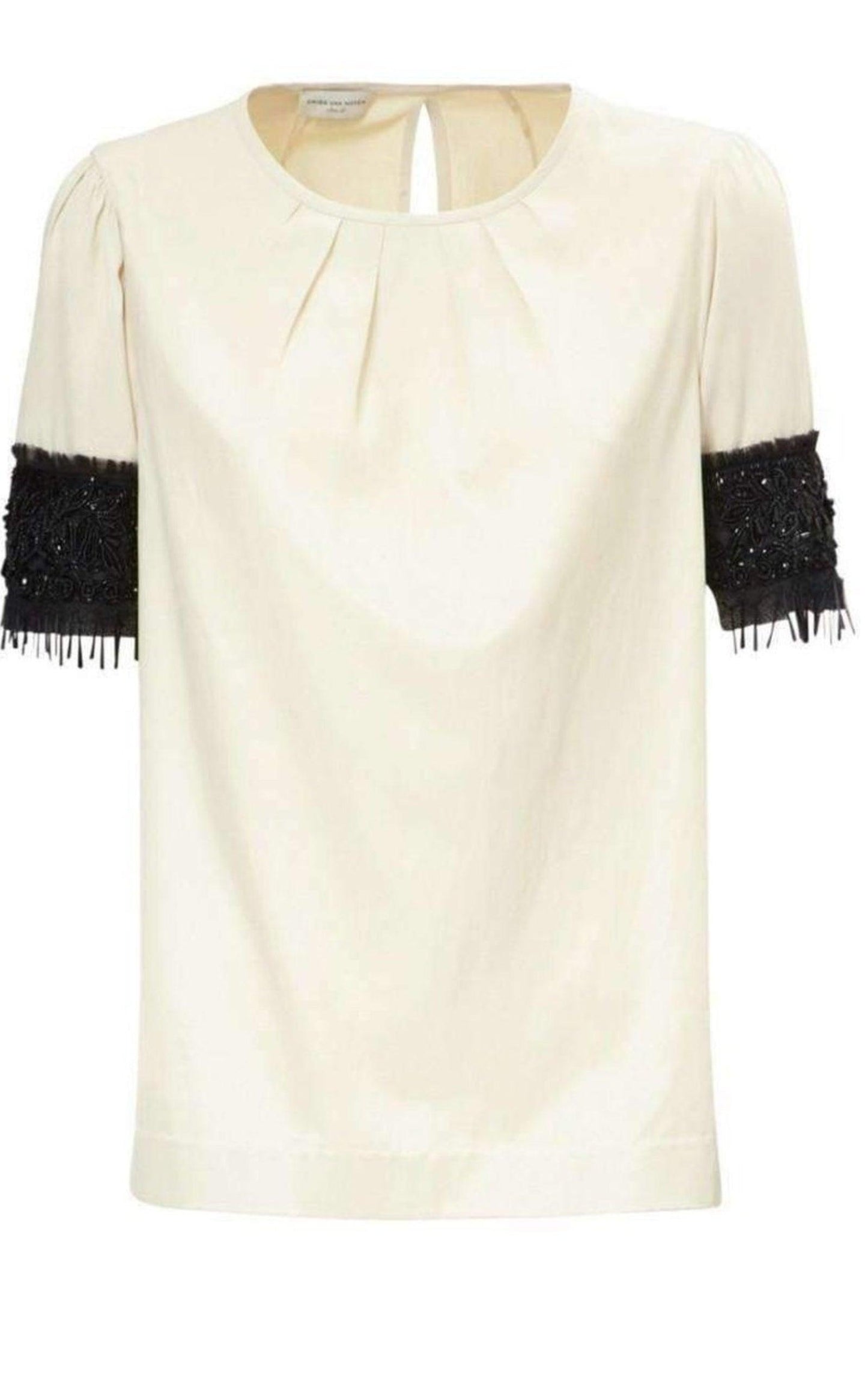 Embellished Sleeve Cotton Blend Top Dries Van Noten