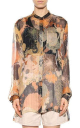 Floral Print Silk Chiffon Shirt Dries Van Noten