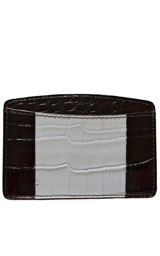 Two Tone Crock Print Leather Card Holder Dries Van Noten