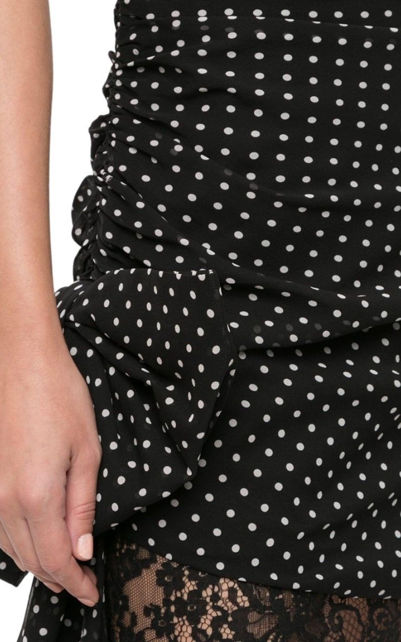 Dundas Polka-dot Ruched Mini Dress