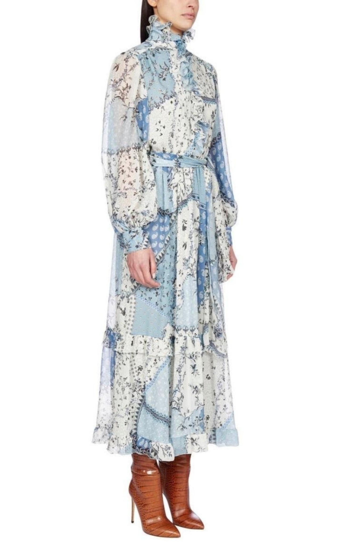 Chio Ruffled Floral-Print Silk-Chiffon Dress Etro