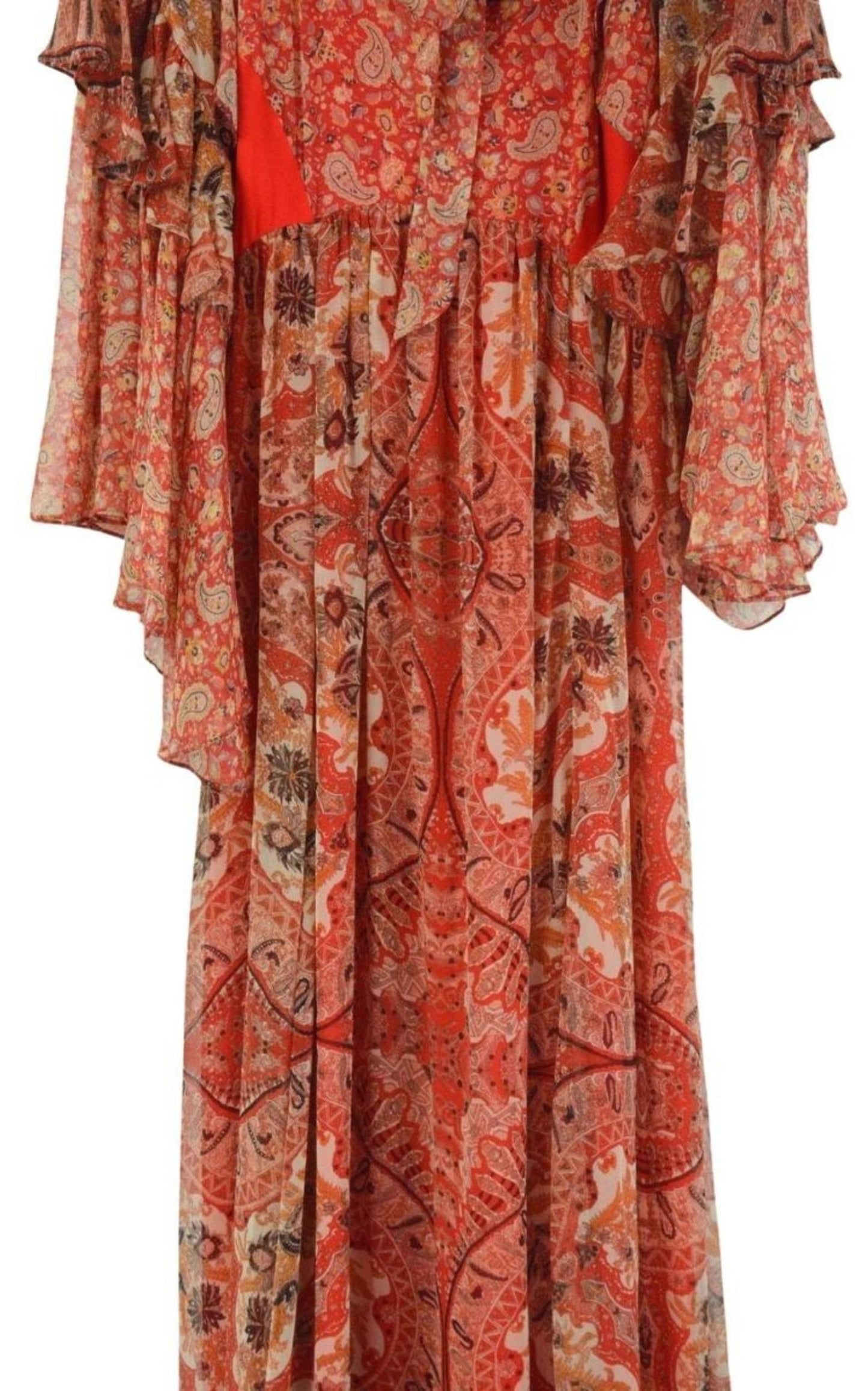 Paisley-print Ruffle Silk Gown Etro