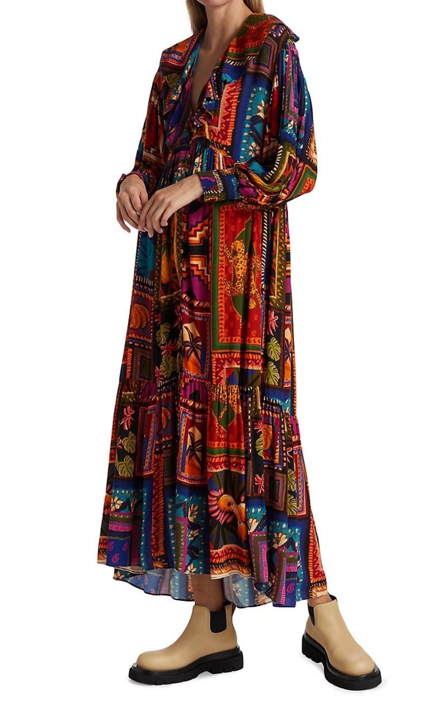 Patchwork Tapestry Ankle Maxi Dress Farm Rio