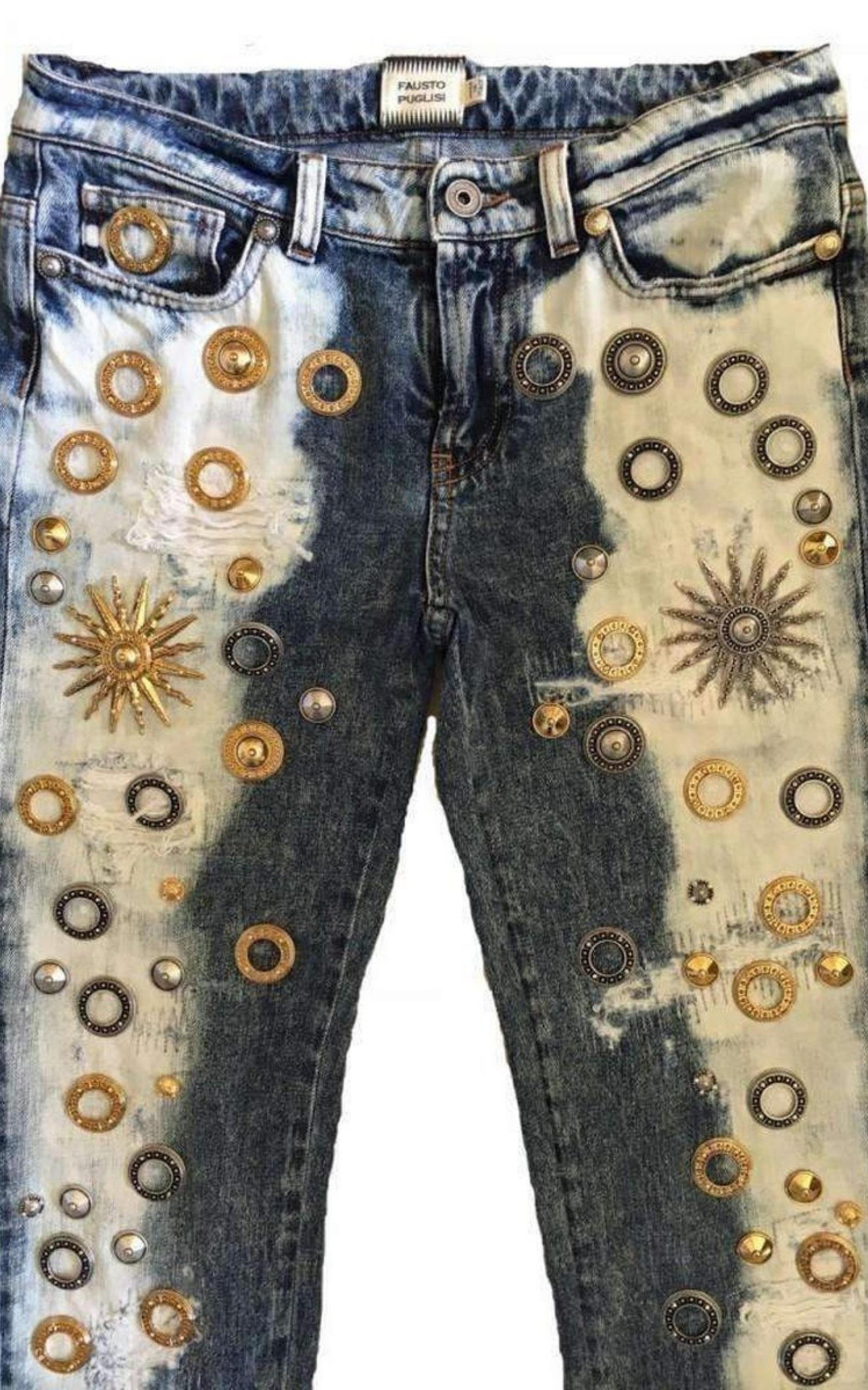 Skinny Metal Embellishment Jeans Fausto Puglisi