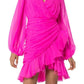 Ruched Neon Silk-Chiffon Mini Dress Giambattista Valli