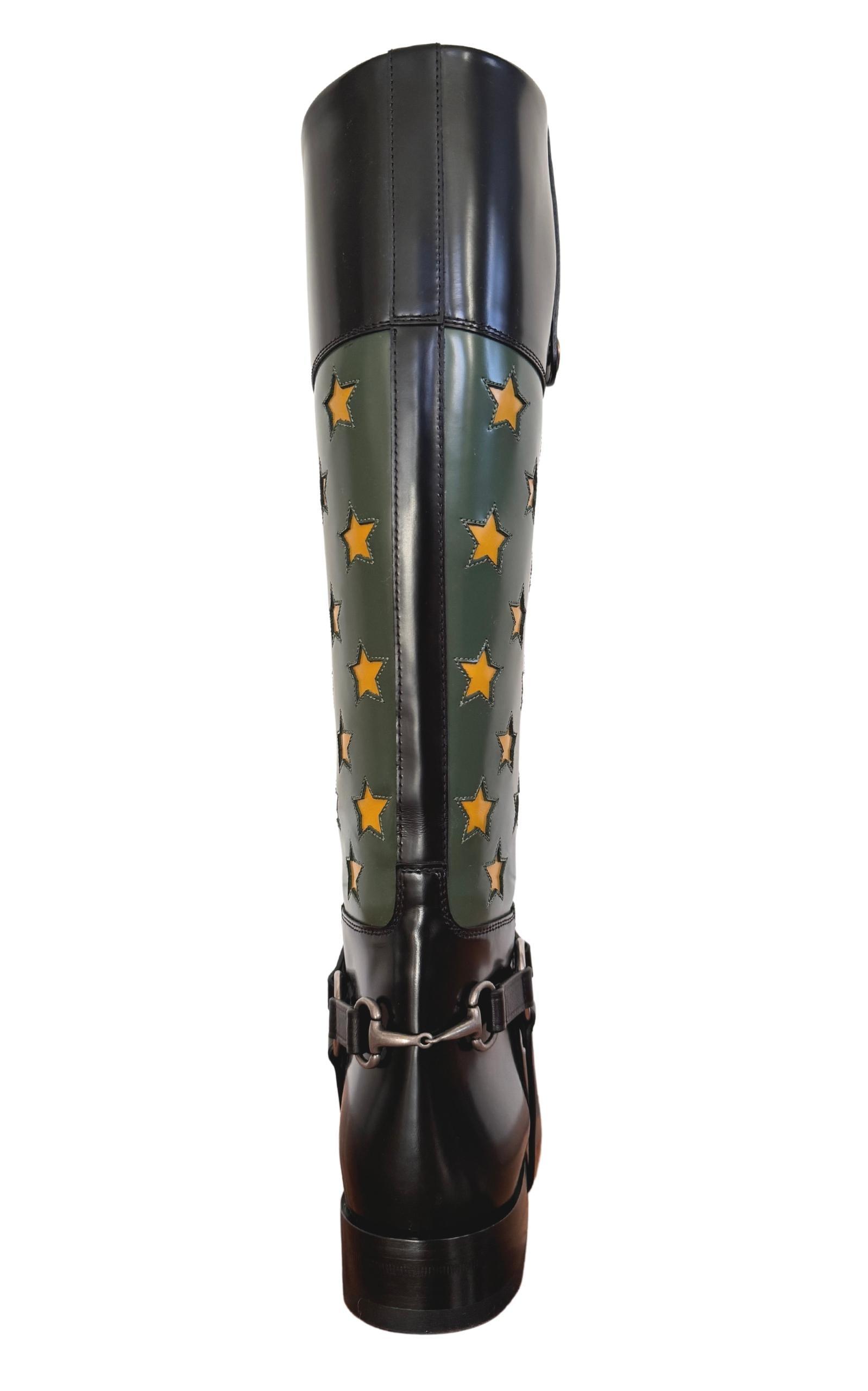 Abstract Art Pop Leather Riding Boot Gucci