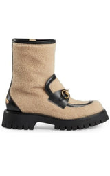 Ankle Boot With Horsebit In Neutrals Gucci