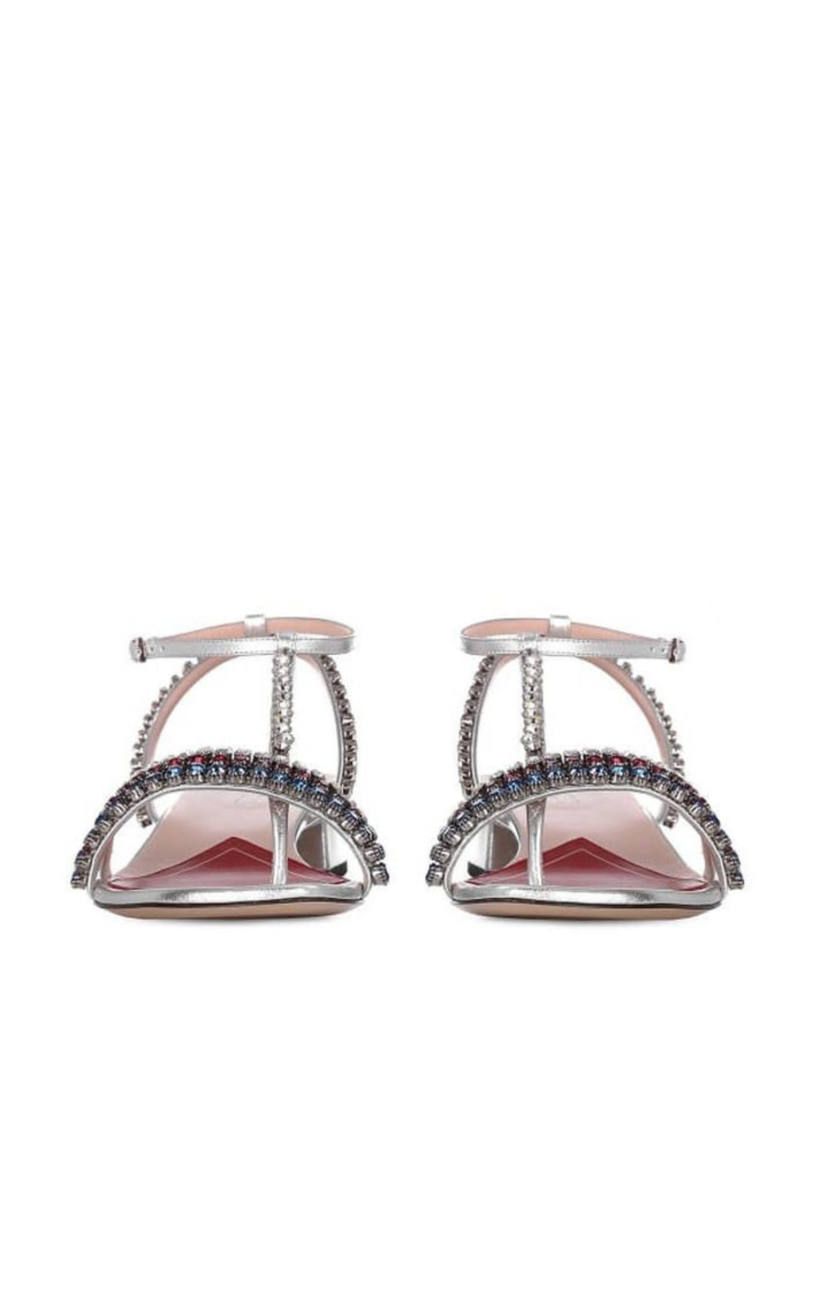 Bertie Embellished Metallic Leather Sandals Gucci