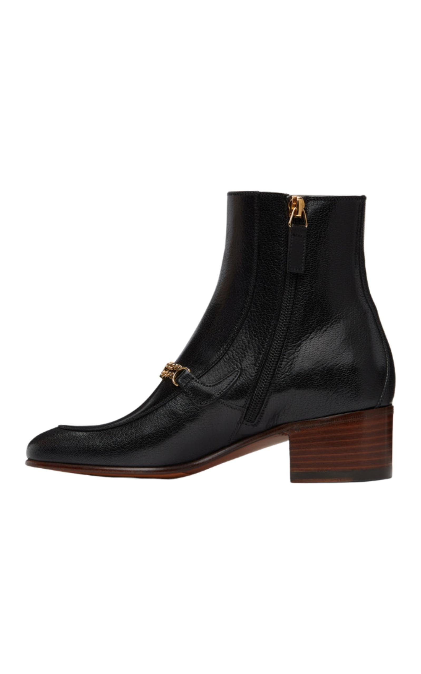 Black Interlocking G Chain Ankle Boots Gucci